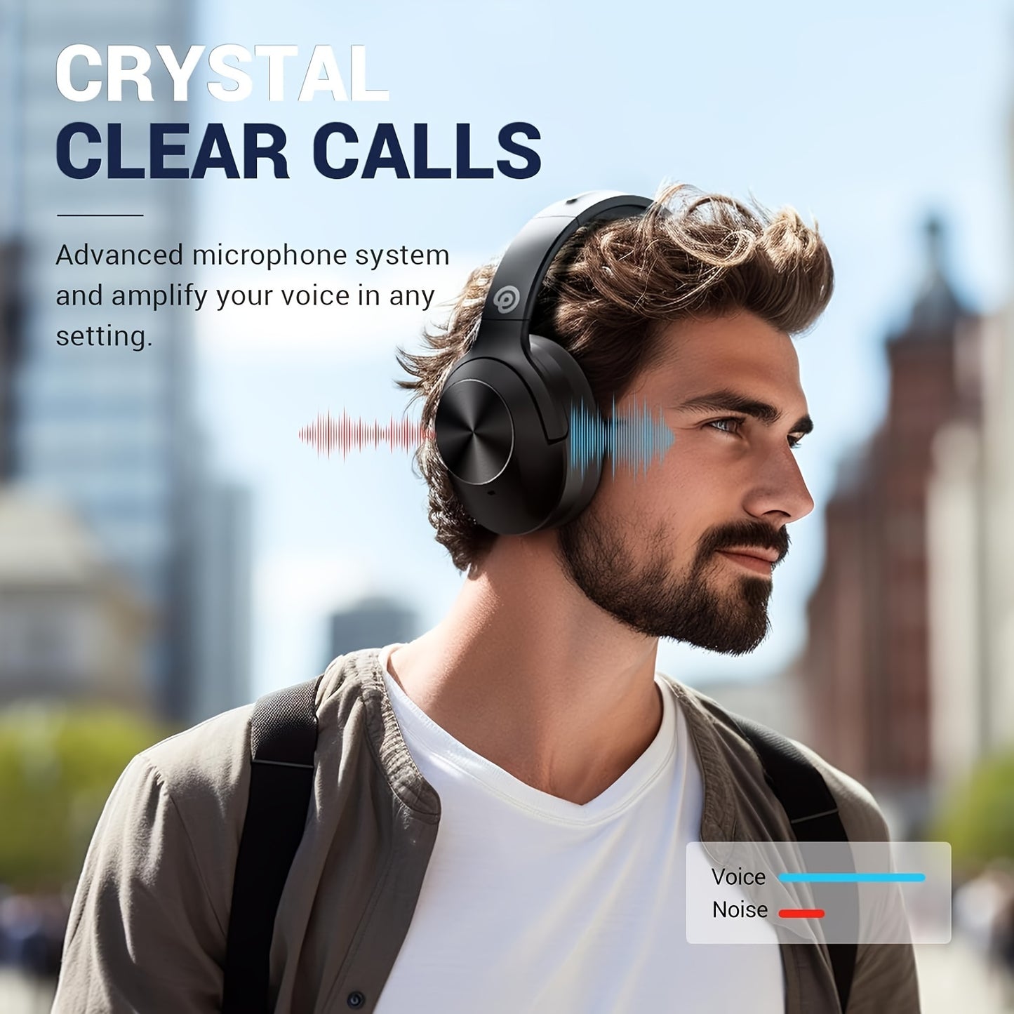 Hybrid Active Noise Cancelling Wireless Headphones with Microphone, 30H Playtime, Deep Bass Hi-Fi Audio, Memory Foam Ear Cups, Bluetooth 5.3 Over-Ear Headphones