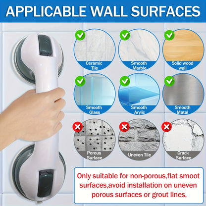 Bathroom Safety Grab Bar Set 2pcs – Non-Slip Suction Cup Handle, Durable Plastic, for Seniors & Individuals with Disabilities, Works on Glass, Tile & Marble | ShopVora CA
