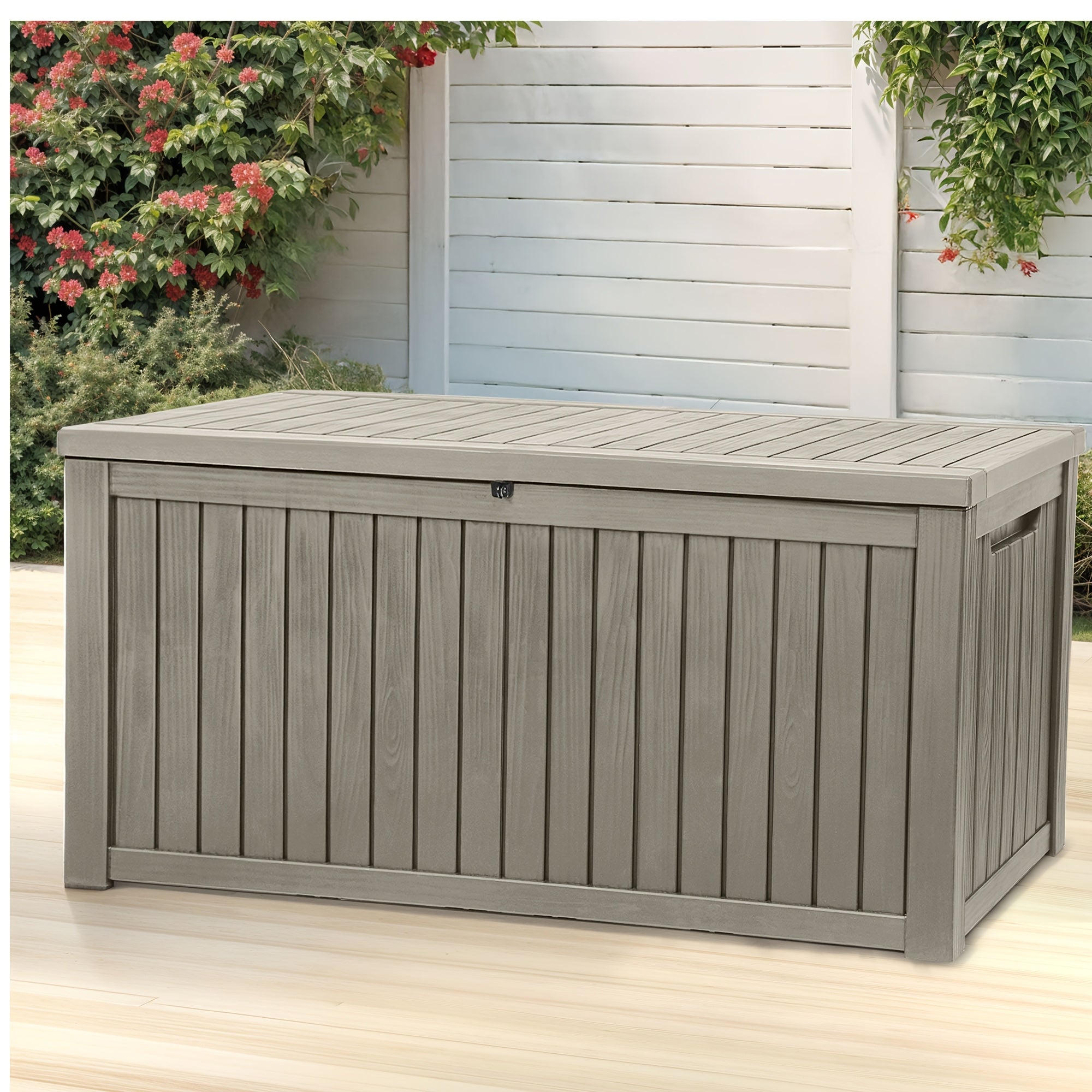 Outdoor Waterproof Resin Deck Box 51 80 150 180 Gallon - Weatherproof Patio Storage Box Bench and Table for Garden Tools Pool Supplies Patio Furniture Brown Black Canada