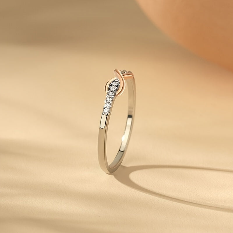 925 Silver Lucky Number 8 Ring for Women - Color Separation Art Design, Pure Silver Stackable Ring for Wedding, Engagement, Party & Anniversary, Exquisite Jewelry Gift