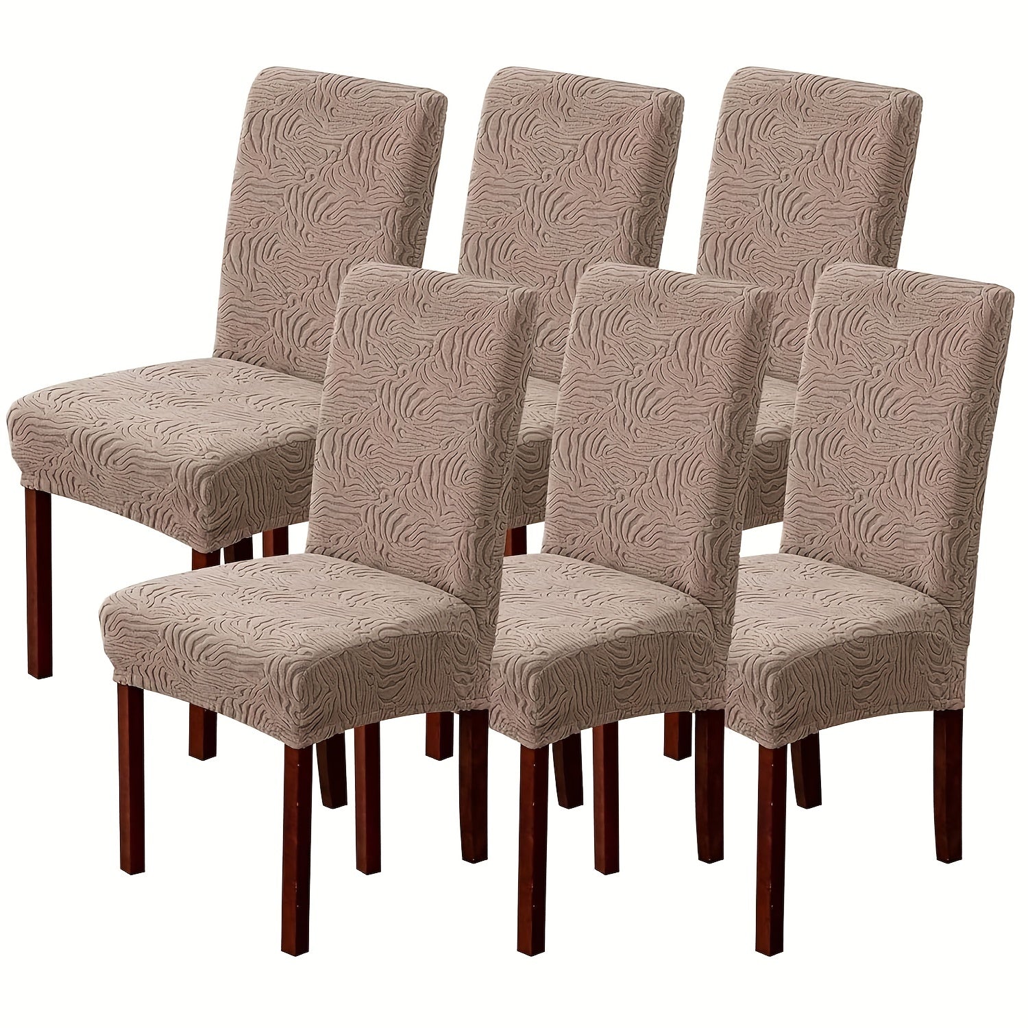 Waterproof Dining Chair Covers 4 or 6 Pack Stretch Jacquard Slipcovers - Removable Washable Chair Protector for Dining Room, Kitchen, Hotel & Restaurant