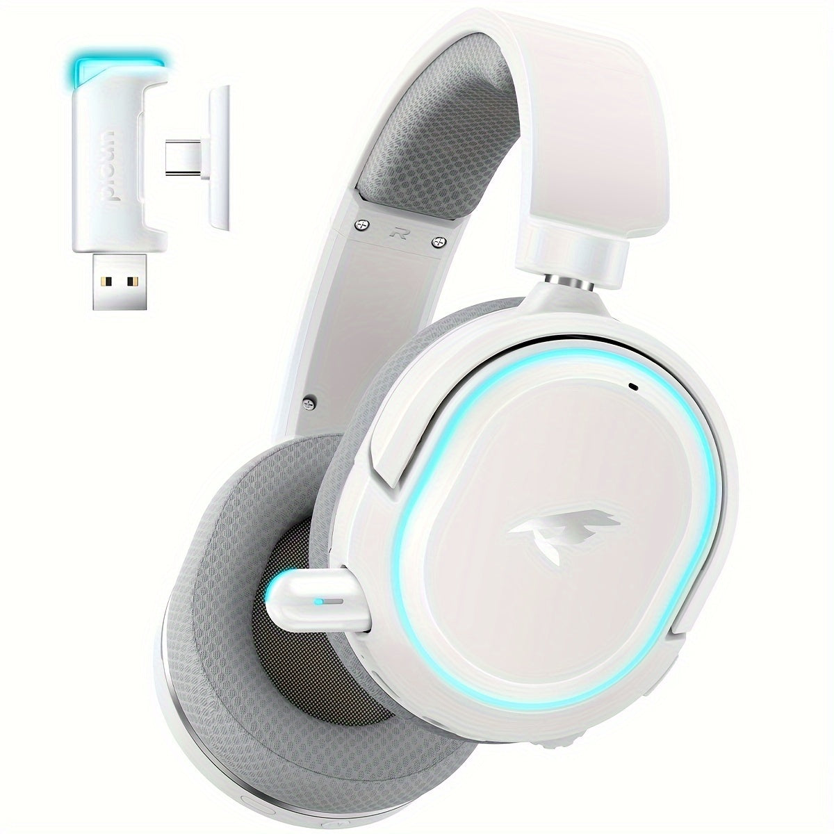 Picun Wireless Gaming Headset 7.1 Surround Sound – 2.4GHz USB Headphones, 100-Hr Battery, Noise Cancelling Mic, RGB Light, Compatible with PC PS5 PS4, Great Gift for Gamers
