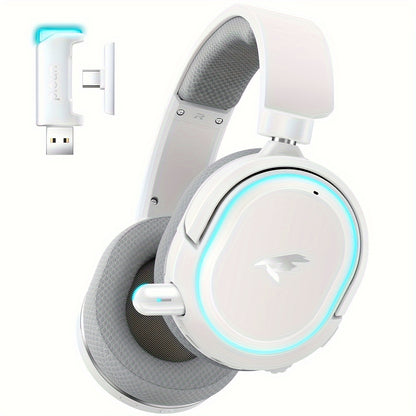 Picun Wireless Gaming Headset 7.1 Surround Sound – 2.4GHz USB Headphones, 100-Hr Battery, Noise Cancelling Mic, RGB Light, Compatible with PC PS5 PS4, Great Gift for Gamers