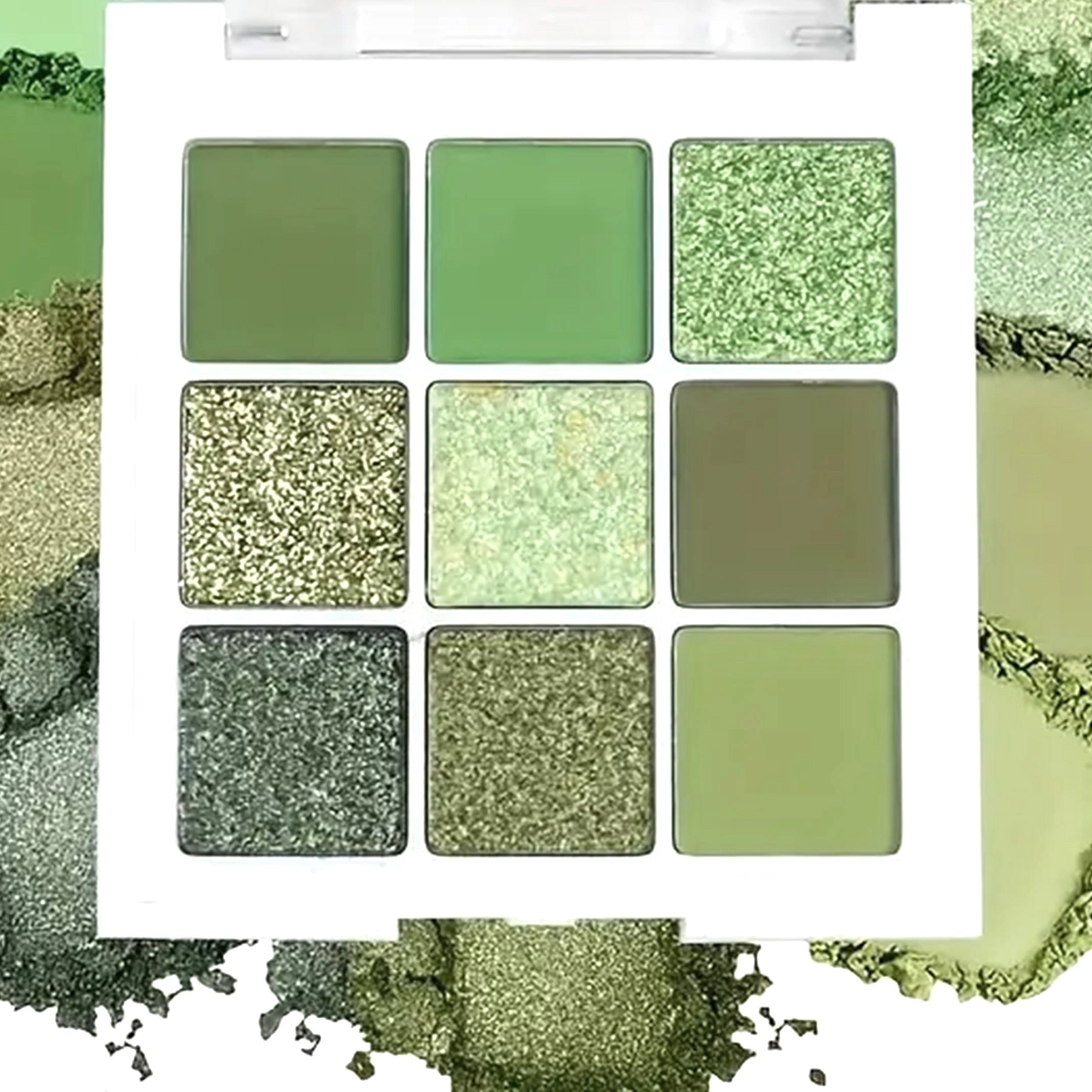Avocado Green 9 Color Eyeshadow Palette - Features Bright Matte And Shimmery Finishes, Highly Pigmented Glitter Eye Makeup Palette, Water-Resistant, Long-Lasting, Makeup, Ideal for Music Festivals, Parties, And Everyday Use