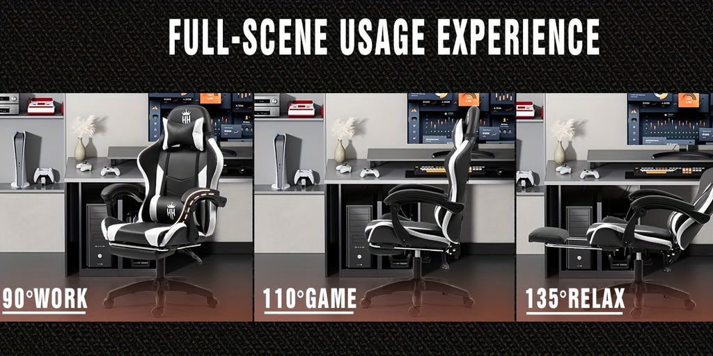 Game Chair with Footrest And Lumbar Support Gaming Chair, Video Chair, Ergonomic Computer Chair Height Adjustable with Swivel Seat And Headrest