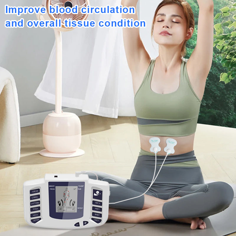 TENS EMS Muscle Stimulator Dual Channel with 4 Electrodes – 10 Modes & 8 Intensity Levels for Back, Shoulder & Knee Pain Relief, Muscle Relaxation & Exercise Recovery, Drug-Free Therapy Device Canada