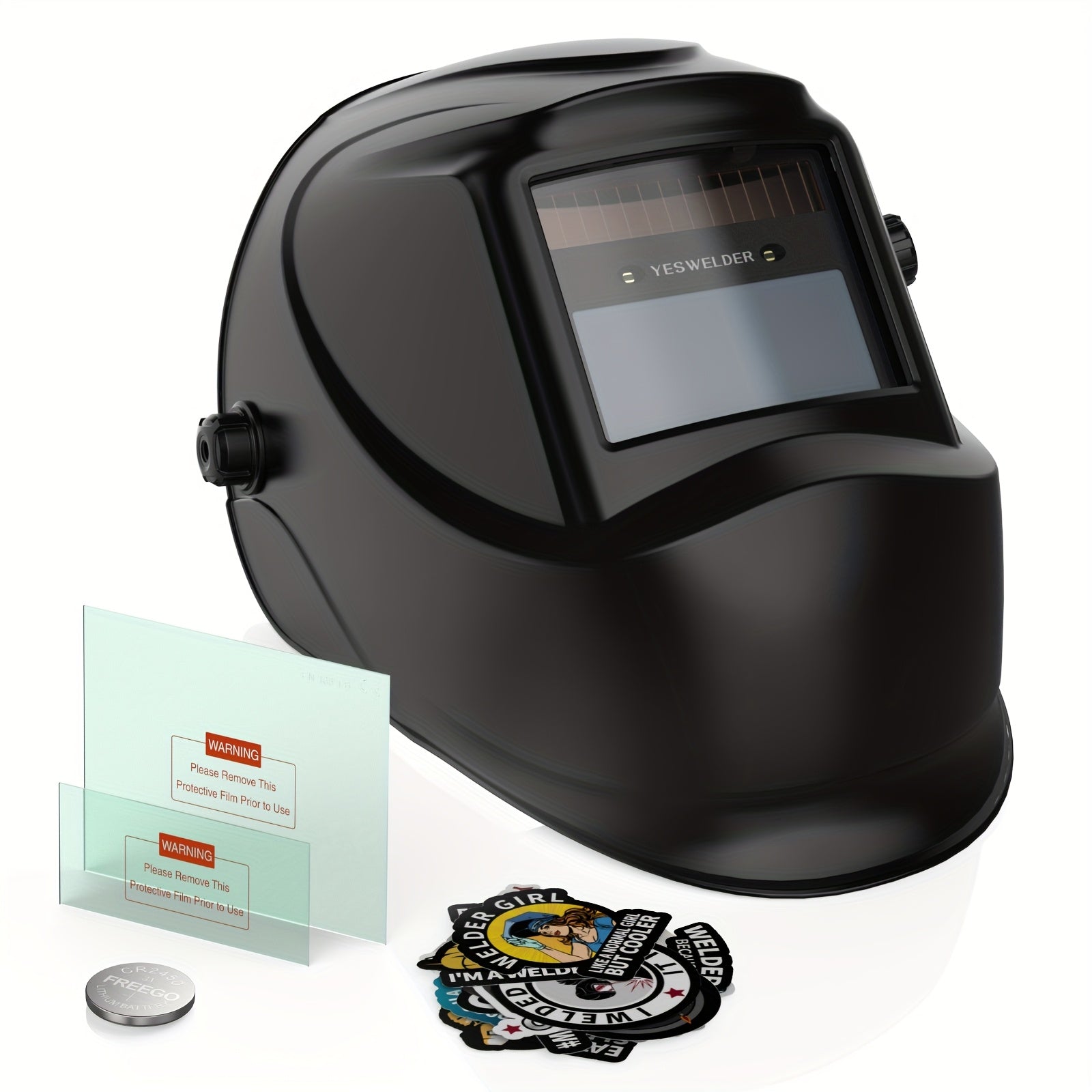 YESWELDER Solar-Powered Welding Helmet with True Color Auto Darkening, Wide Shade Range 4/9-13 for TIG, MIG, And ARC Welding, Model LYG-L500A