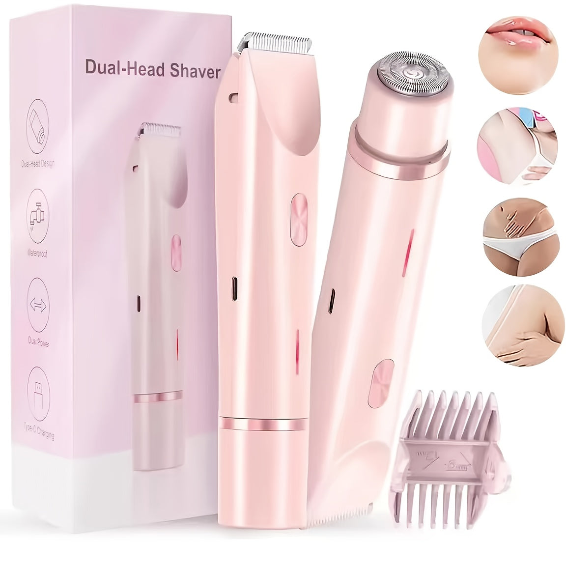 2-in-1 Electric Shaver for Women & Men - Aluminum Foil Body Hair Remover for Armpits & Full Body, IPX6 Waterproof, Dry/Wet Use, Type-C Rechargeable Mini Razor with Ultra-Long Battery Life