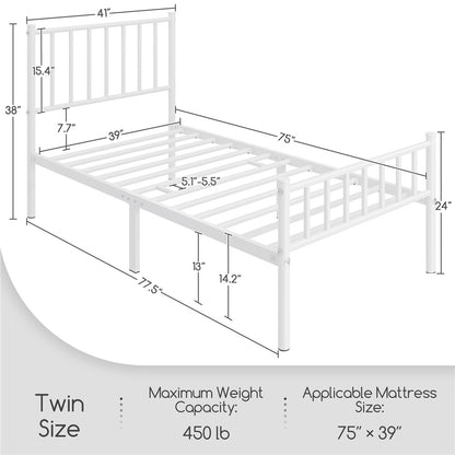 Metal Platform Bed Frame Vertical Bar Headboard Minimalist Farmhouse Metal Bed Foundation with Underbed Storage Twin Full Queen Size for Guest Room Loft Condo Apartment Bedroom Canada