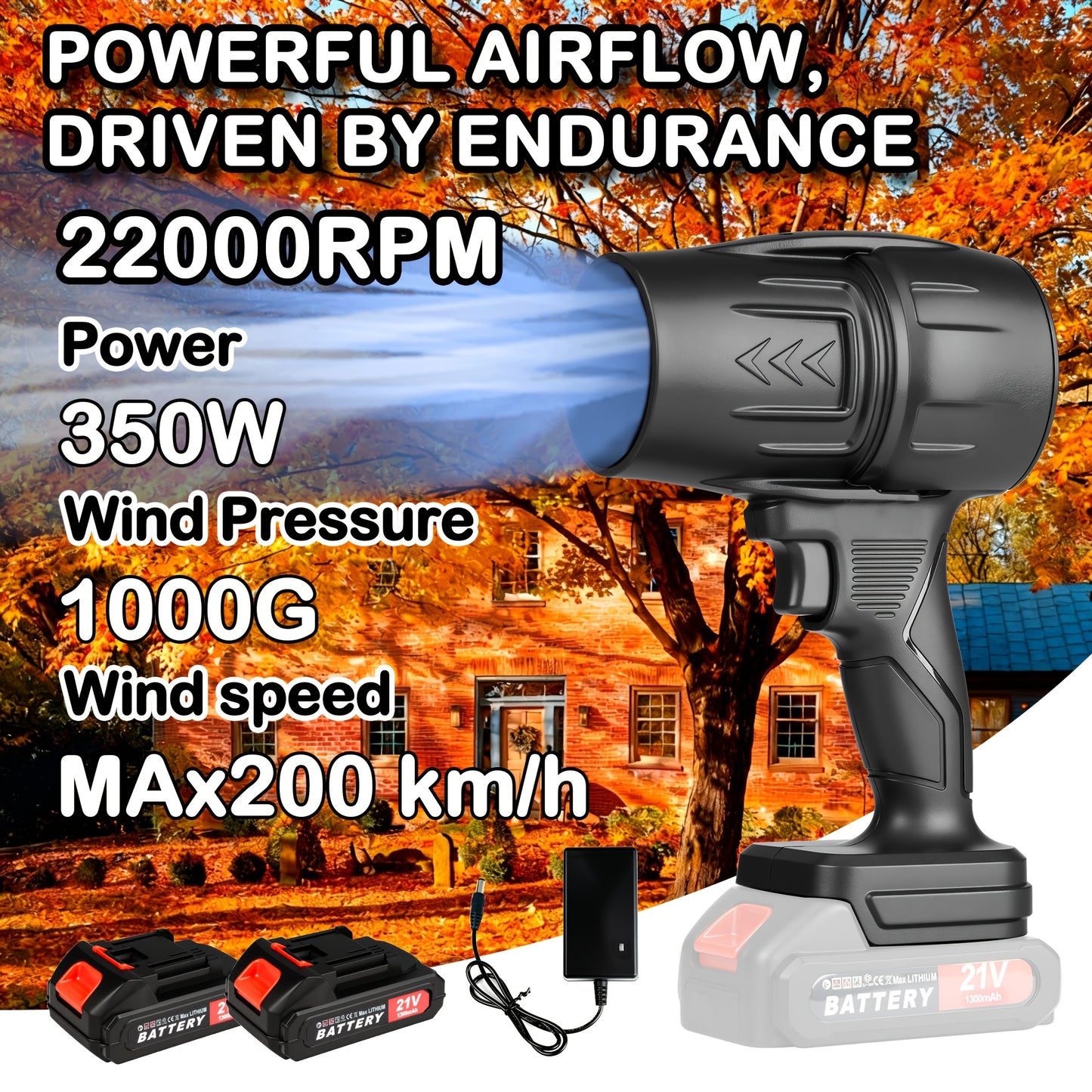 21V Cordless Handheld Leaf Blower with Lithium Battery – High-Power Lightweight Air Blower for Patio, Garden, Yard, Indoors & Car, Single or Dual Battery Options | ShopVora CA