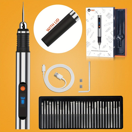 Engraving Pen, Cordless Portable Metal Engraver Tool, Beginner Friendly Engraver 30 Bits for Metal, Wood, Glass And Plastic Birthday Present Mother's Day Gifts