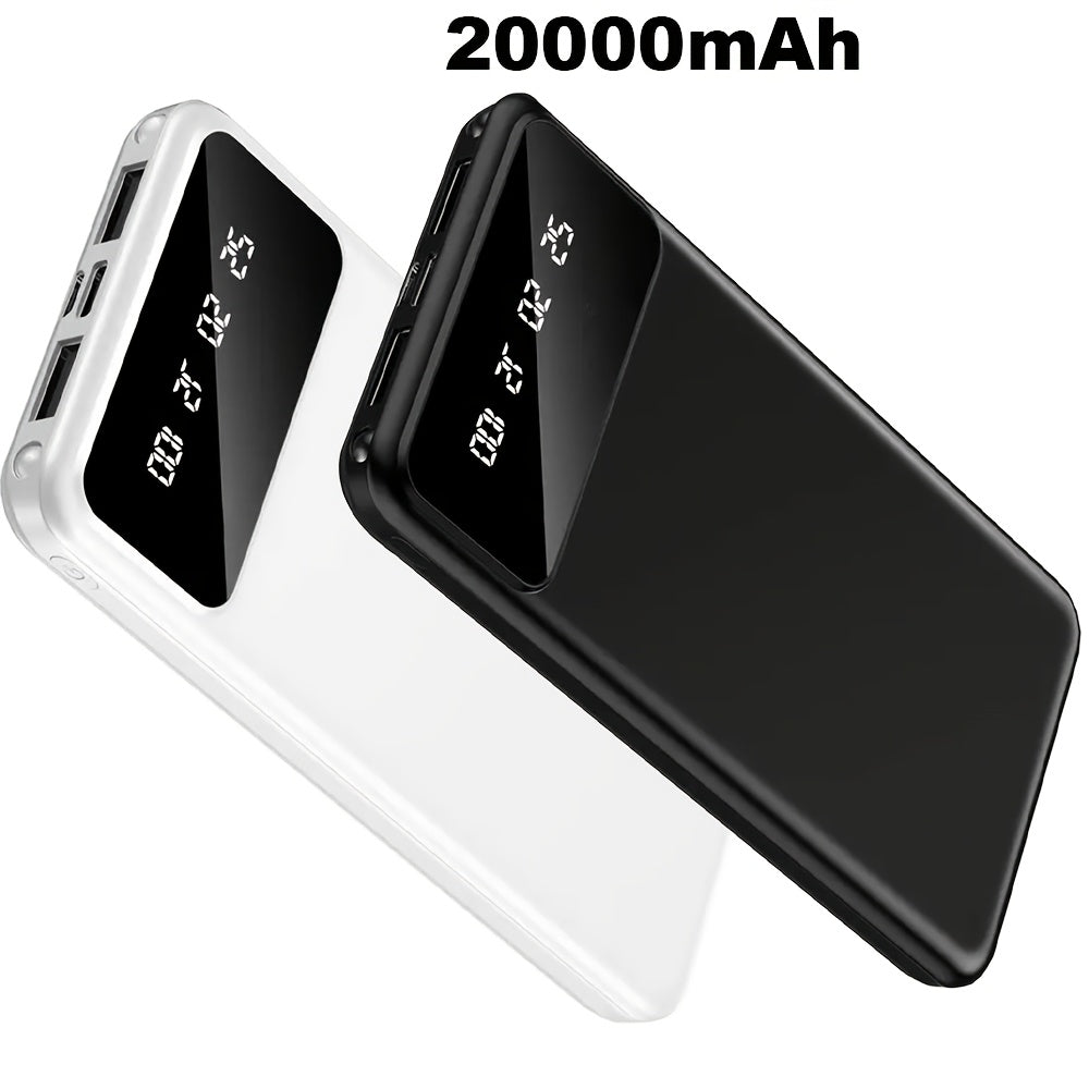 Large Capacity Mobile Power Supply 20000mAh, 5V2.1A Portable USB Charger, LED And Digital Display, for Ios/ Android Devices, 2xUSB Output, Type-c/ Micro Input, Safe And Stable Polymer Lithium Battery
