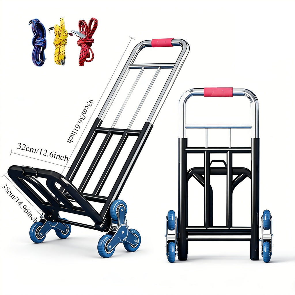 Stair Climbing Hand Truck, Heavy Duty Folding Trolley Cart, Portable Stair Climber Dolly For Moving, Shopping, Warehouse & Home Use, Load-Bearing Utility Cart