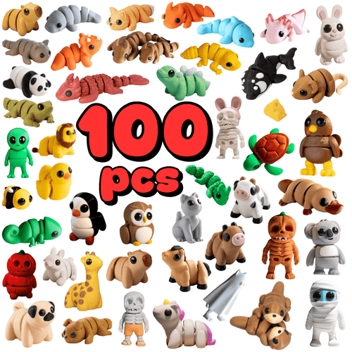 100 PCS Random Mini Fidget Toy Pack – Cute Mixed Animal & Creature Figures • 150+ Unique Models Available • New Styles Added Monthly • Fun for Kids & Adults • Party Favors, Classroom Rewards, Goodie Bags & Collecting