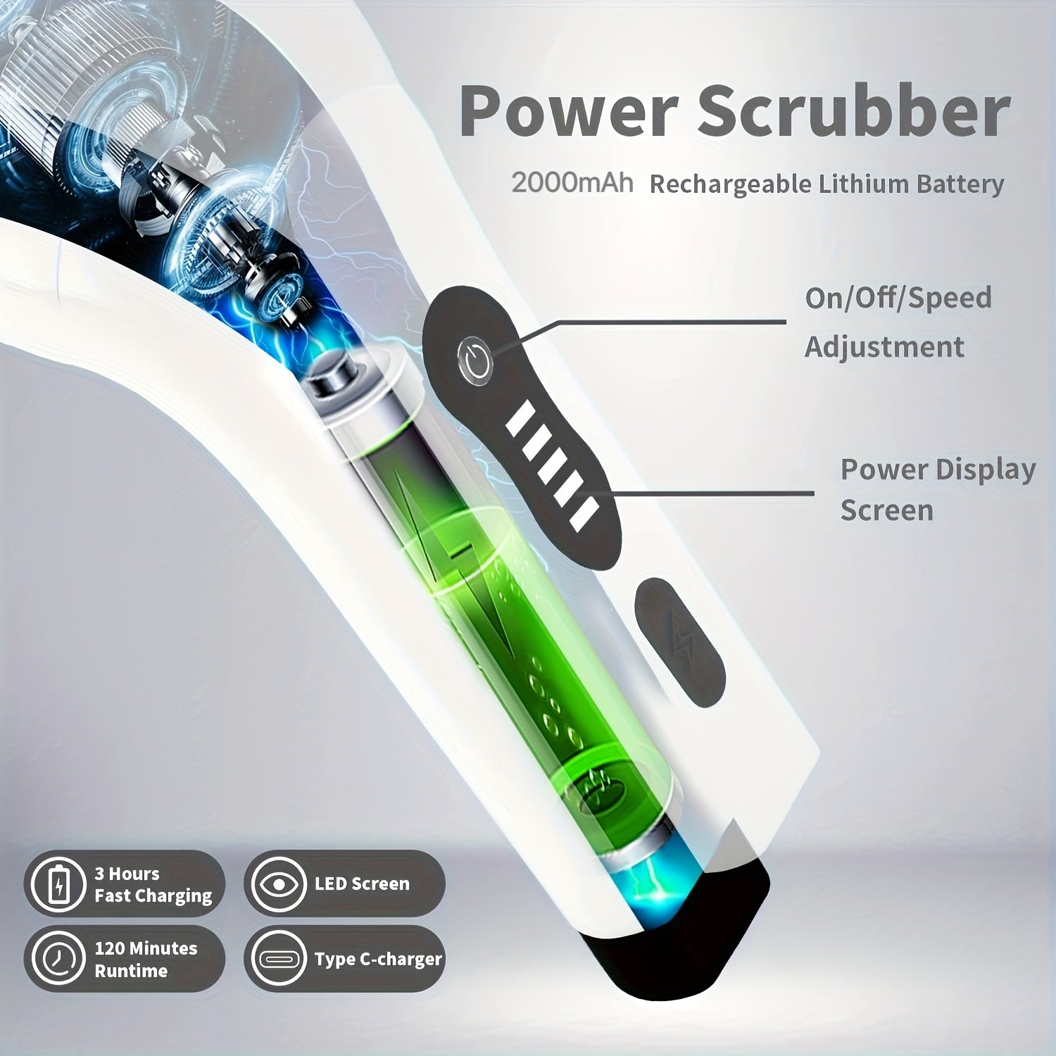 Electric Spin Scrubber for Cleaning, Electric Rotating Floor Washer, Wireless Shower Floor Scrubber, Replaceable 9 Brush Heads, 2 Speed And Adjustable Extension Handle, Kitchen Gadgets Suitable for Bathtub, Tile Floor, Glass, Car