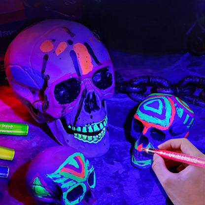 9-Color Washable Fluorescent Face & Body Paint Pens Set for Halloween Costume, Role Play, Fabric & Object Drawing, Kids & Adults Art Marker Kit