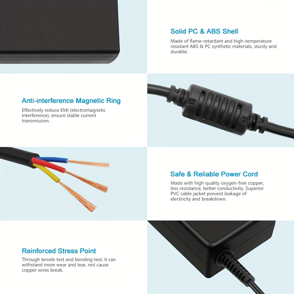 65W Laptop Charger 19V DC Power Adapter 3.42A with 9 Tips 65W Laptop Charger Monitor Power Cord Multi-interface Design Supports A Variety Of Devices to Adapt Monitors/laptops/audio And So On