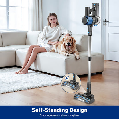 Anti-Tangle Cordless Stick Vacuum Cleaner 8-in-1 Blue – Lightweight, 3 Suction Modes, LED Display, Powerful Suction for Home Hard Floor Carpet Pet Hair | Canada