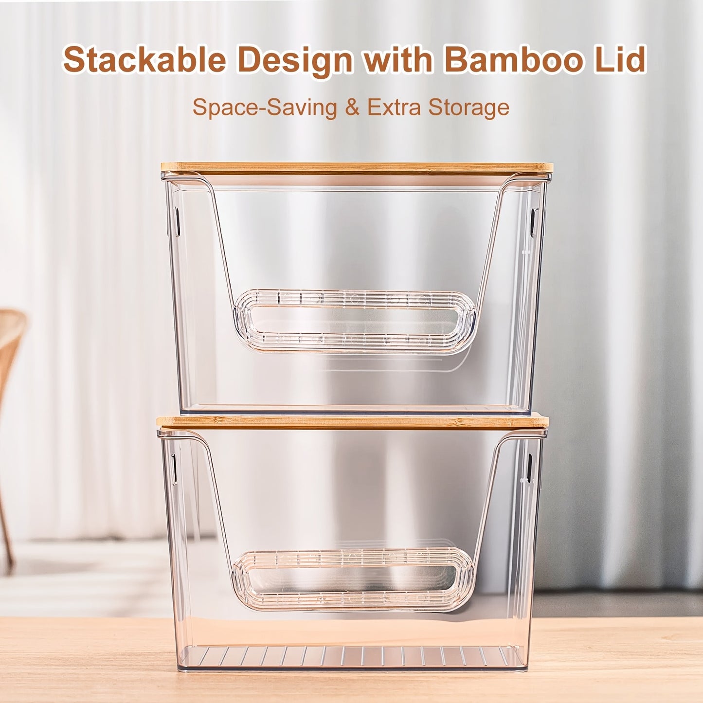 Clear Acrylic Stackable Trash Bag Dispenser with Bamboo Lid – Extra-Large Trash Bag Holder & Kitchen Organizer for Under-Sink, Laundry Room, Pantry & Cabinet Storage – 1, 2 or 4 Pack