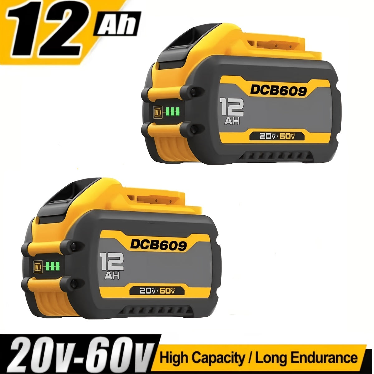 DeWalt 20V/60V MAX Replacement Battery 12.0Ah – Compatible DCB612 DCB609 DCB610, High-Capacity Lithium-Ion for Cordless Power Tools, LED Indicator, 1/2/4 Pack | Canada
