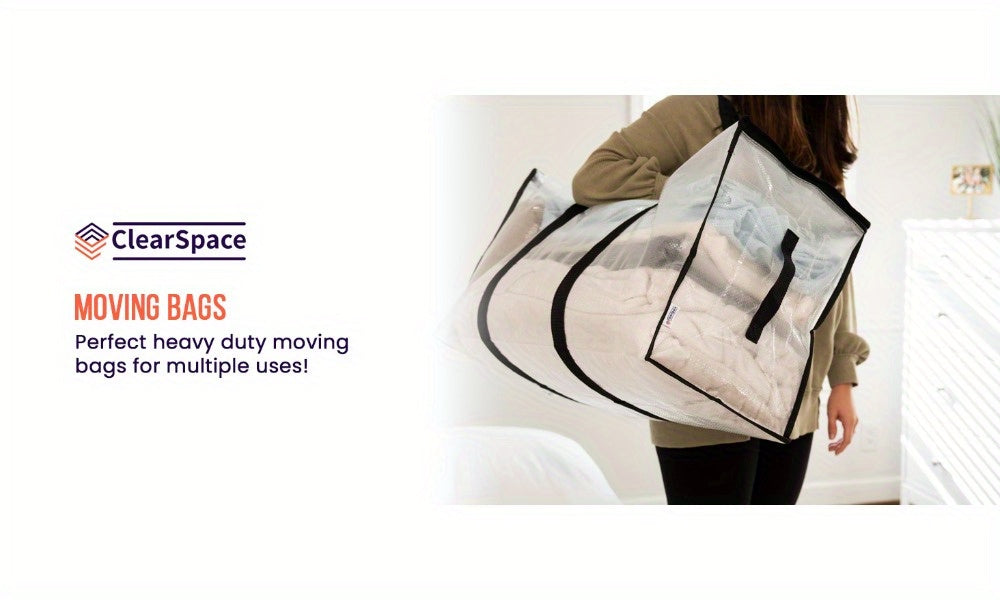 Large Moving Bags & Storage Totes with Backpack Straps Zippers & Handles – Heavy Duty 600D Packing Bags for Relocation College Dorms Seasonal Storage | 2/4/6 Pack