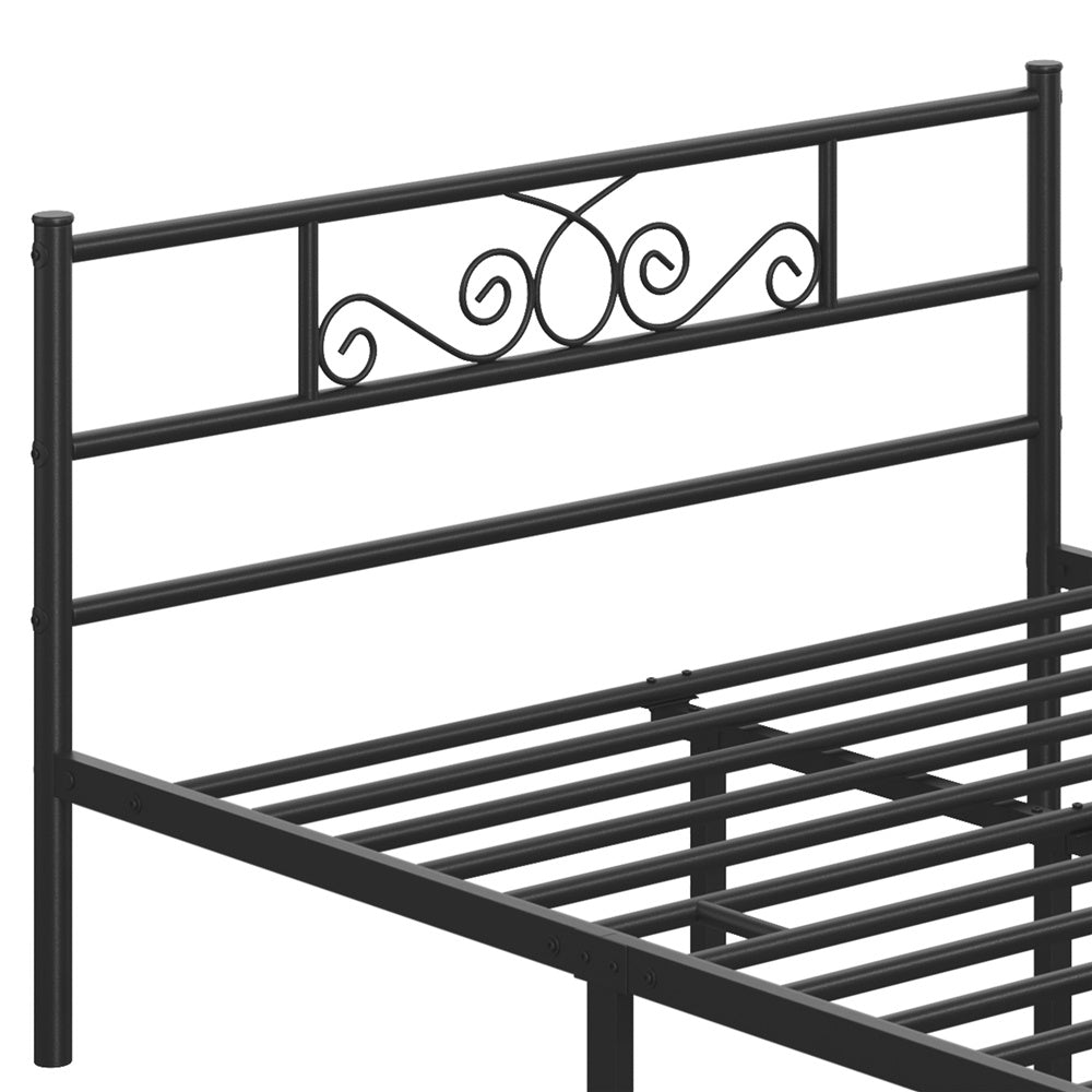 ALDEN DESIGN Bed Frame Metal Platform Bed, Space Saving Metal-Framed Bed, Iron Bed Foundation, Graceful Scroll Metal-Framed Bed, Platform Bed with Headboard and Footboard for Bedrooms, Guestrooms, Dormitories, Black/White/Silver, Twin/Full/Queen Size