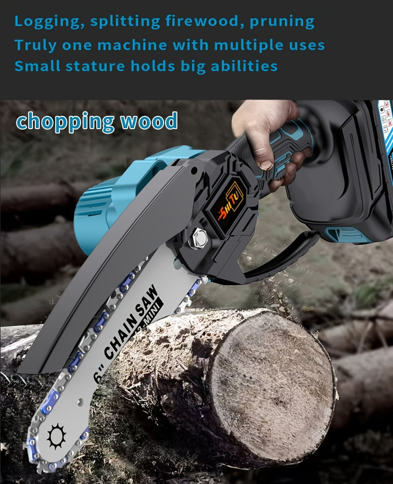 Wireless Mini Chainsaw, Portable Cordless Chainsaw, Small Handheld Chainsaw, Suitable for Tree Pruning Branches, Yards, Residences, And Gardens