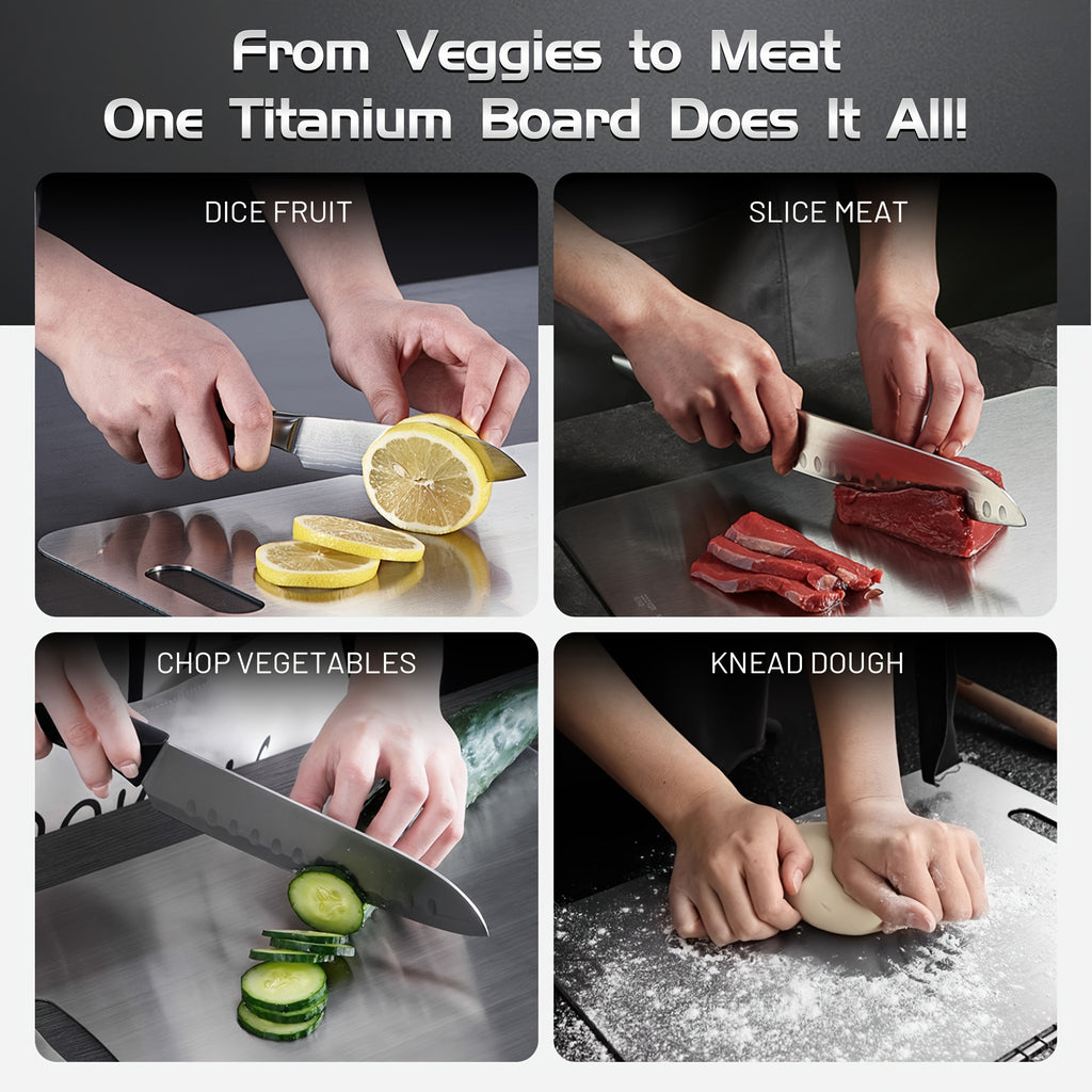 3/4pcs High-Quality Titanium Steel Cutting Board - Dual-Sided Food-Grade Stainless Steel, Smooth Surface for Kitchen & Dining Use, Perfect for Holidays Like Christmas, Halloween, Easter, Thanksgiving, Best for Christmas