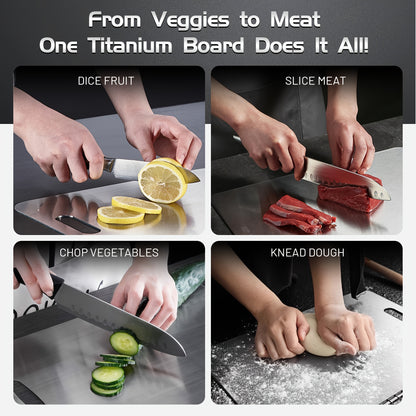 Titanium Steel Cutting Board Set 3/4pcs - Dual-Sided Food-Grade Stainless Steel Kitchen Chopping Board for Meat Vegetables Fruit