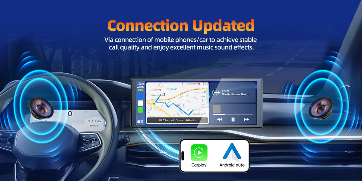 Portable Wireless CarPlay Screen for Car – 7"/9"/9.26" HD Display, Android Auto, GPS Navigation, Bluetooth, FM, AUX, AirPlay, Voice Control, Plug & Play for All Vehicles (Lamtto)