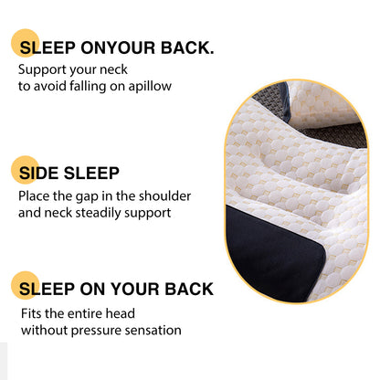 Ergonomic Cervical Pillow for Neck Pain Relief, 1000G Filling Vertebra Protection Sleep Massage Pillow, Breathable Knitted Bedding Pillow for Bedroom Living Room, White Grey, 1-Pack 2-Pack