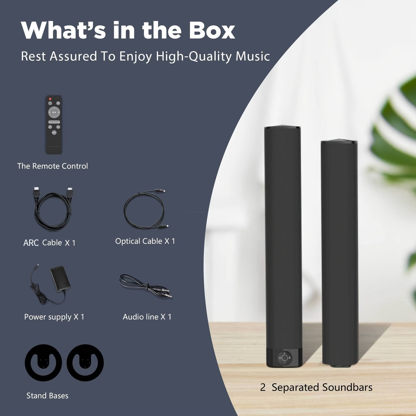 Separable TV Soundbar 32-Inch with Bluetooth 5.0, ARC / Optical / AUX, 3D Stereo Surround Sound, 4 Drivers & Infrared Remote – 120W & Standard, Smart TV Home Theatre Speaker Canada
