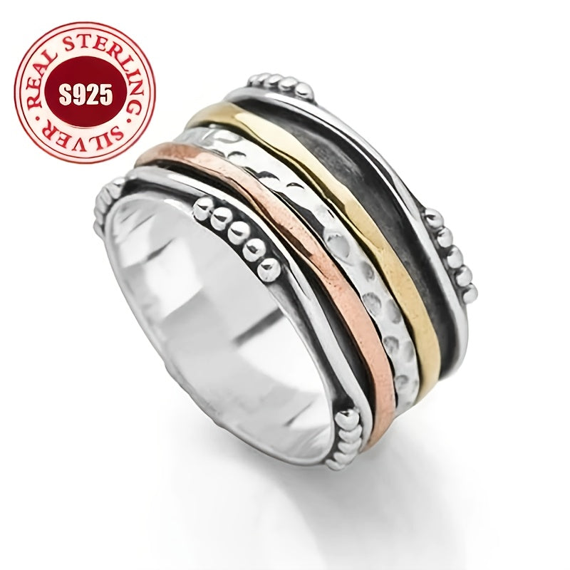 S925 Women's Bohemian Ring - Multi Layer Metal Jewelry, Copper Layer - Daily And Party Jewelry Gifts, Suitable for Women - Suitable for Casual Formal Clothing, Retro Aesthetics, Durable Accessories, Fashion Accessories, Bohemian Style, High Quality
