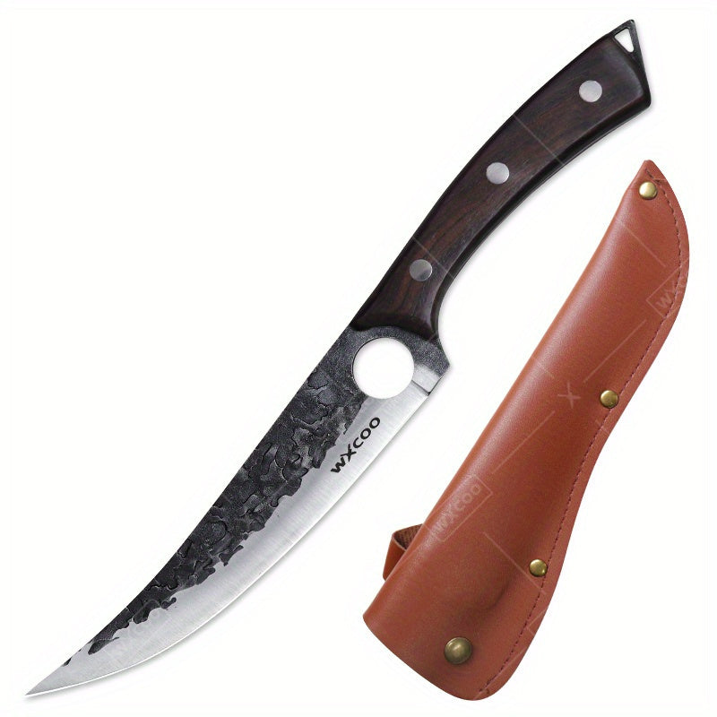 Handmade Forged Stainless Steel Boning Knife with Sheath – Sharp Multipurpose Chef Knife for Meat Fish Fruit Vegetables, BBQ & Kitchen Cutting Knife with Sheath