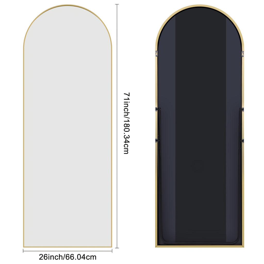 Full-Length Mirror, 71"x26" Arched Floor Mirror with Stand, Freestanding or Wall-Mounted Full Body Mirror, Bedroom Mirror, Suitable for Entryway, Living Room