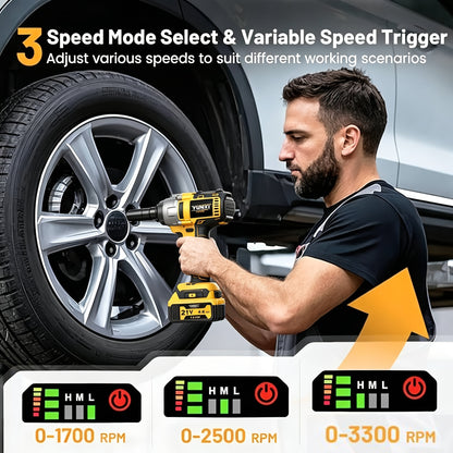 21V Cordless Electric Impact Wrench Full Kit – Lithium Battery, Charger, Toolbox & Sockets Included, High Torque Wireless Wrench for Car Repair, Home & Family Use, Gift for Men & Mechanics