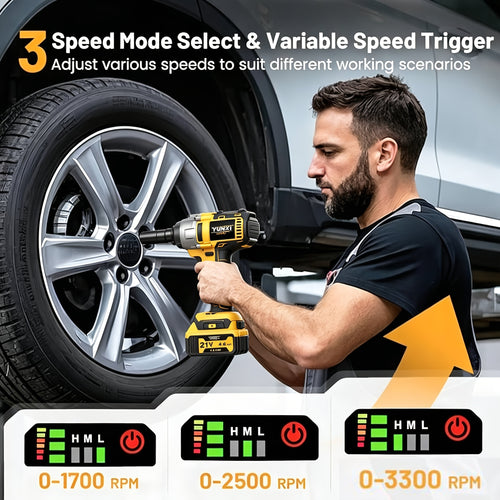21V Cordless Electric Impact Wrench Full Kit – Lithium Battery, Charger, Toolbox & Sockets Included, High Torque Wireless Wrench for Car Repair, Home & Family Use, Gift for Men & Mechanics