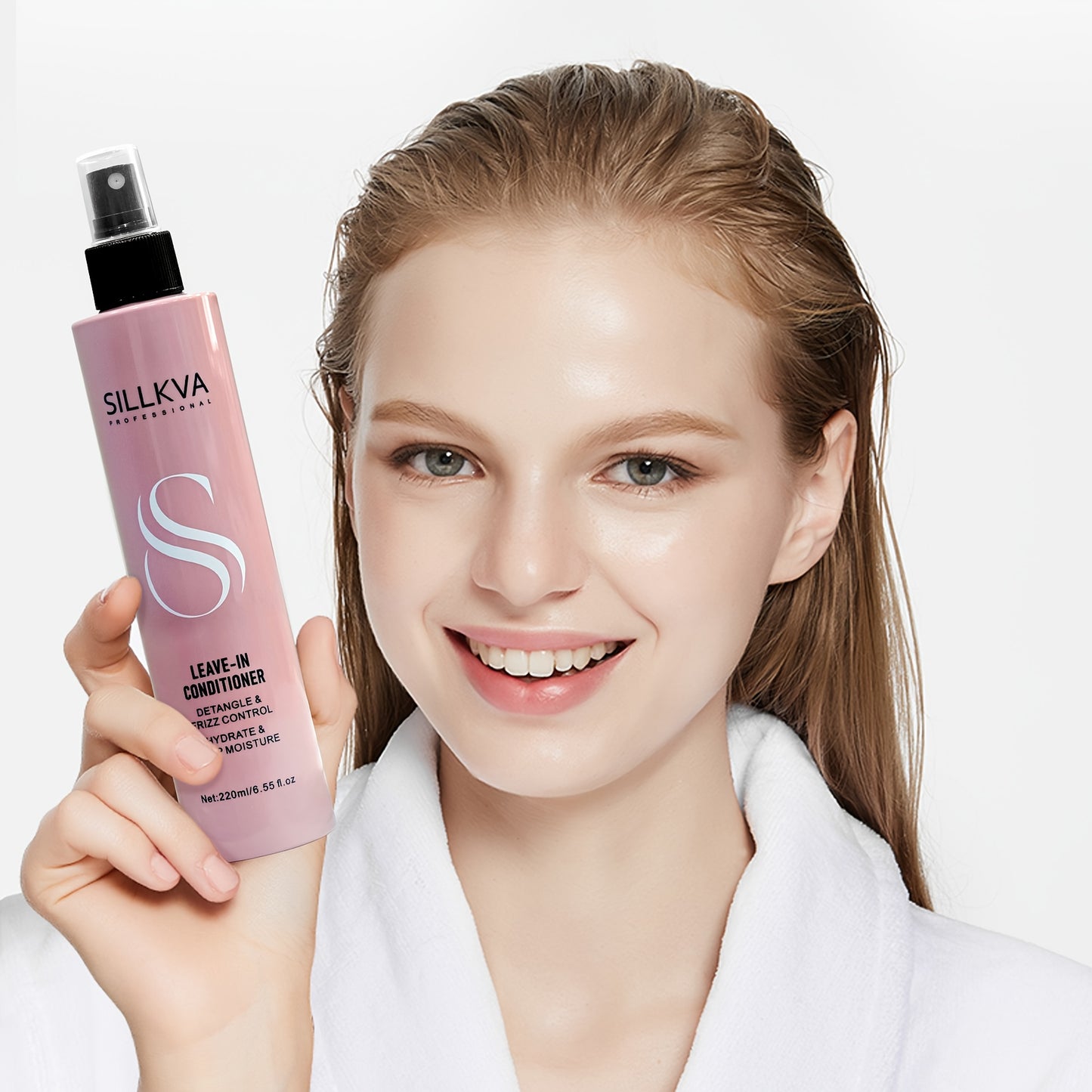 Keratin Leave-In Spray with Biotin 7.44oz - SILLKVA Instant Smoothing & Strengthening Treatment for Heat, Perm & Color Damaged Hair, No Rinse Required, Frizz Control for All Hair Types