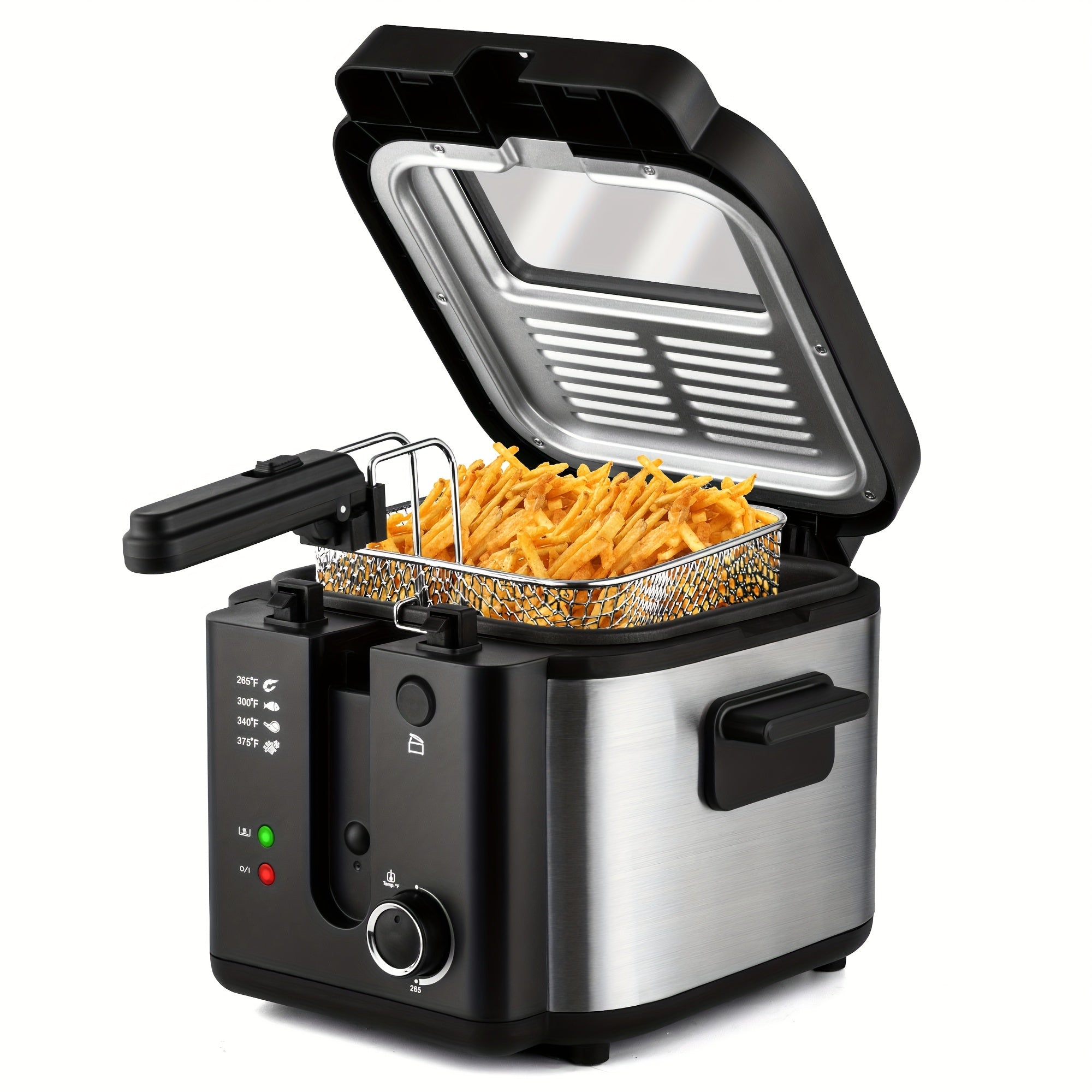 Electric Deep Fryer with Basket 84.5oz / 1.59gal – Stainless Steel, Adjustable Temperature & Timer, Odor Filter Lid, Easy Clean, Perfect for Fried Chicken, Fish, Fries & Donuts