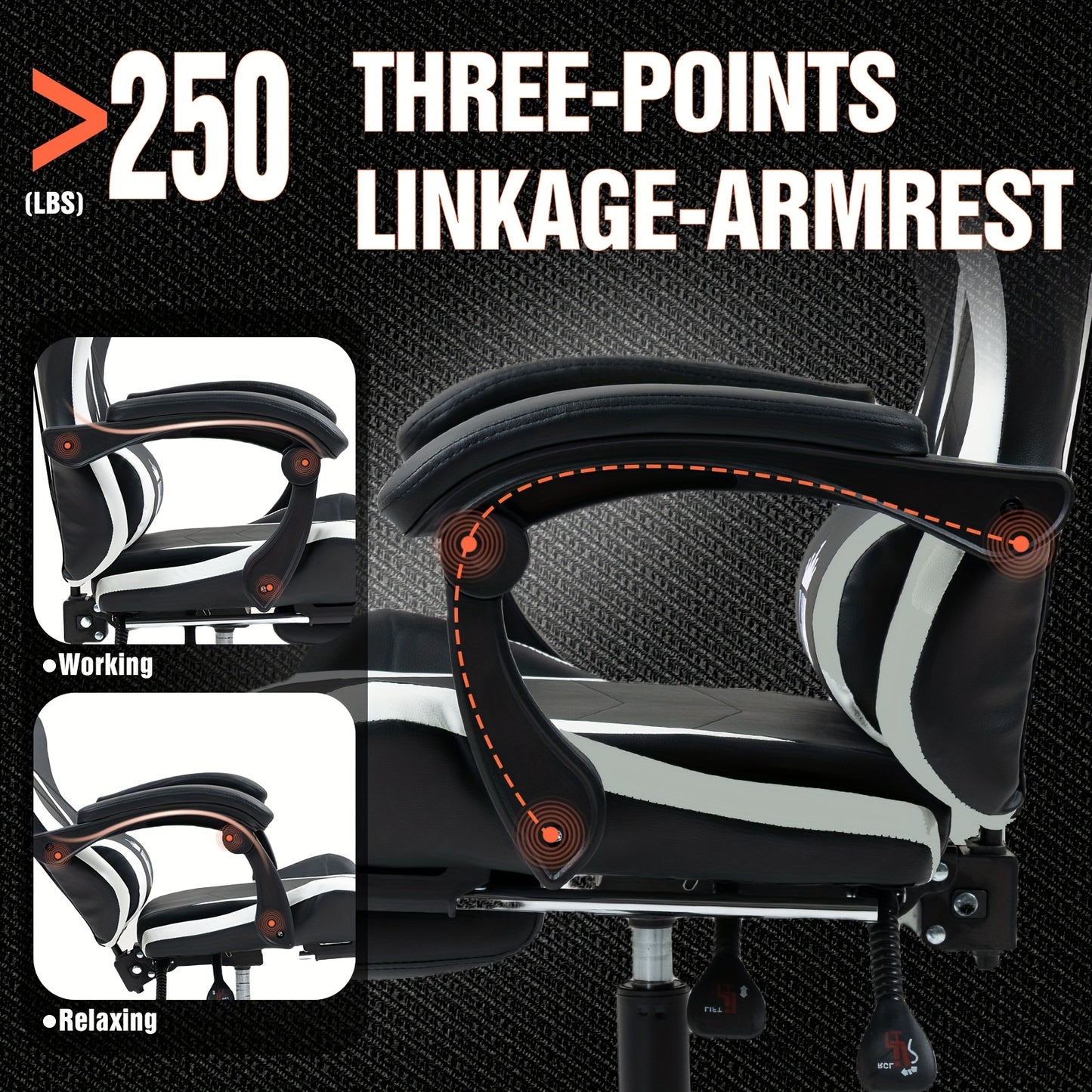 Gaming Chair with Footrest, Headrest & Lumbar Support – Ergonomic Computer Chair Height Adjustable 360° Swivel, High-Back Video Game Seat for Home Office & Gaming Setup, Black White Red Blue Purple