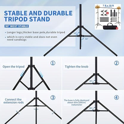 Adjustable Backdrop Stand 10x7ft (3x2.1m) with 4 Backdrop Clips & Trolley Carry Bag – Portable Easy Setup Background Support System for Weddings, Parties, Conferences & Photo Studios Canada