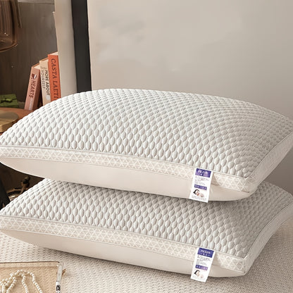 Fiber Filling Cooling Bed Pillows 2-Pack with Satin Zipper Cover – Breathable Moisture-Wicking Neck Support Sleep Pillow, Medium Firmness, All-Season Home Bedding