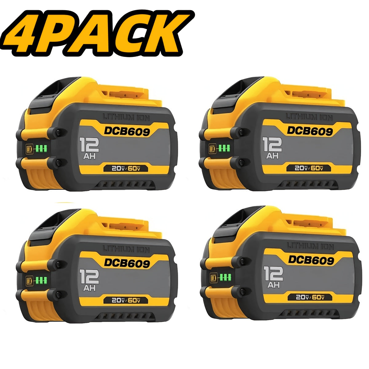 DeWalt 20V/60V MAX Replacement Battery 12.0Ah – Compatible DCB612 DCB609 DCB610, High-Capacity Lithium-Ion for Cordless Power Tools, LED Indicator, 1/2/4 Pack | Canada