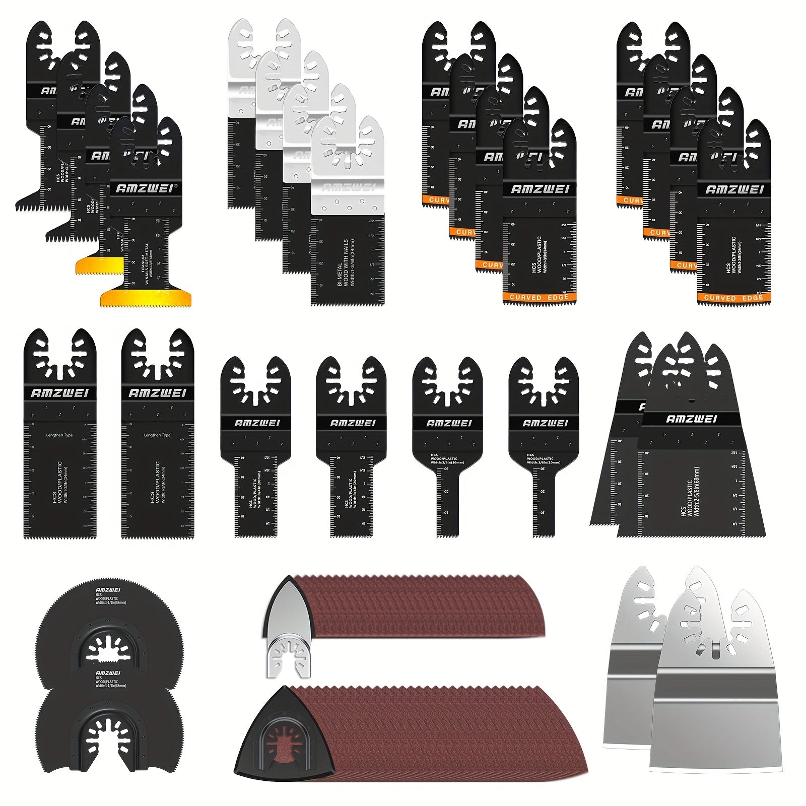 Oscillating Tool Blades 154pcs Set – Titanium Multi-Tool Blades for Metal & Wood Cutting with Sandpaper & Quick Release – Universal Oscillating Saw Blade Kit for Most Brands