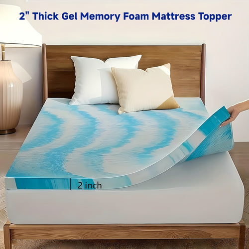 2-Inch Cooling Gel Memory Foam Mattress Topper – Soft Gel-Infused Breathable Bed Topper Pad for Better Sleep, Fits Twin Twin XL Full Queen King, Great for Bed Sofa RV Camper – Blue