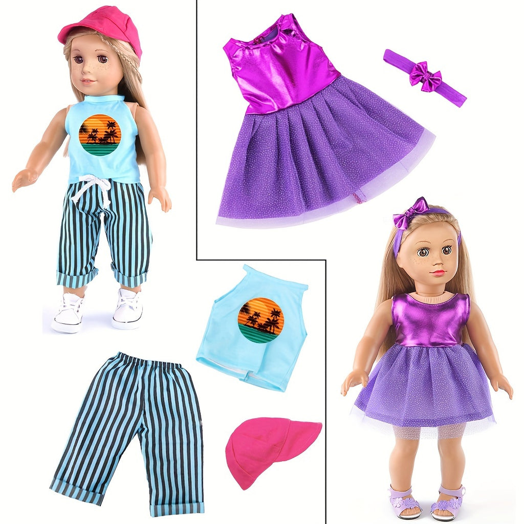 10 Sets of Clothing And Additions Designed for 18-Inch Dolls, Suitable for 18-Inch Girl Dolls (Doll And Shoes Not Included)