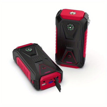 12V Portable Jump Starter for 10.0L Gas & 8.0L Diesel Engines, SOS Warning Light, LED Flashlight, Compass, Window Breaker & Dual USB Fast Charging – Heavy-Duty Emergency Car Kit for Trucks & SUVs