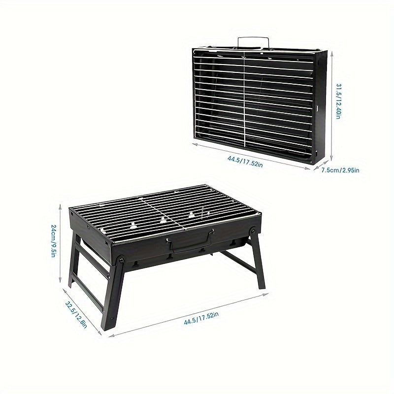 Foldable Portable Charcoal Grill, Tabletop Outdoor Smoking BBQ Grill, Suitable for Outdoor Cooking, Camping, Picnics, and Beach