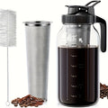 Cold Brew Coffee Maker Mason Jar Jug with Lid – Chilled Coffee Brewer for Smooth Iced Coffee & Cold Brew at Home, Airtight Seal, Easy to Use