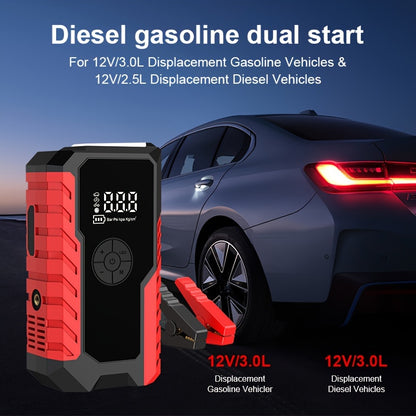 5000A Peak Car Jump Starter 10000mAh with Optional 150PSI Air Pump, LED Light & Digital Display, 12V Emergency Battery Booster for Trucks, SUVs, Motorcycles & Snowmobiles – Type-C USB Output